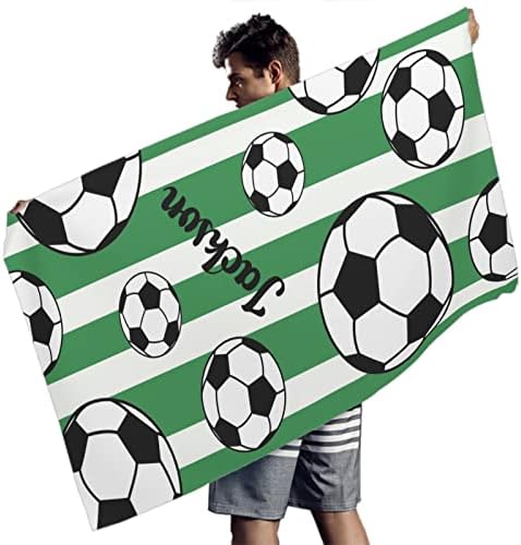 Personalized Soccer Football Beach Towel with Name for Kids