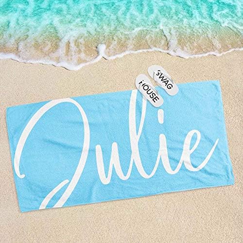 Personalized Microfiber Beach Towel with Name - Turquoise 31x51 Inches
