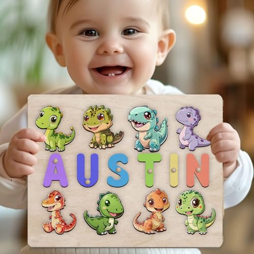 Personalized Dinosaur Puzzle Montessori Toy for Kids