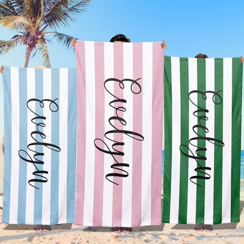 Customized Beach Towel with Name for Adults Kids Quick Dry Sand Free