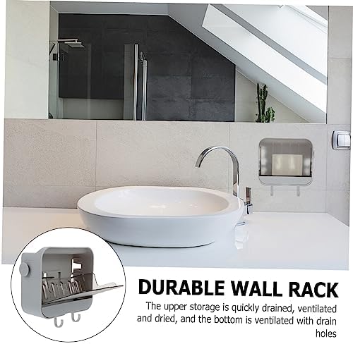 Holibanna 2 Hooks Wall Rack Toiletry Storage Bracket