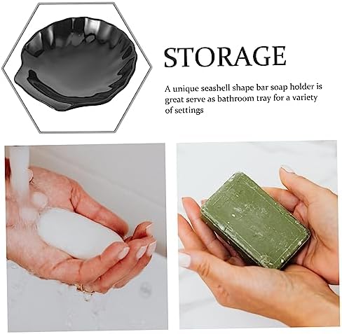 HOLIDYOYO Seashell Soap Dish Black Acrylic Bar Soap Holder