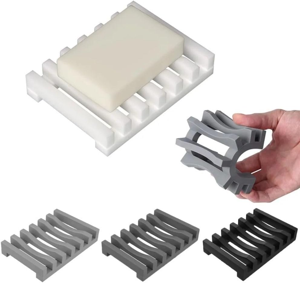 Self Draining Silicone Soap Dish for Shower and Kitchen