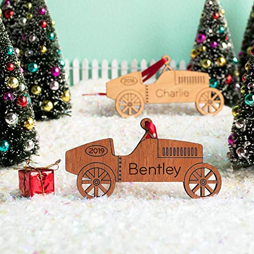 Race Car Ornament Personalized Babys First Christmas 2024 Wood Handmade