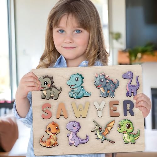 Personalized Wooden Dinosaur Puzzle for Kids