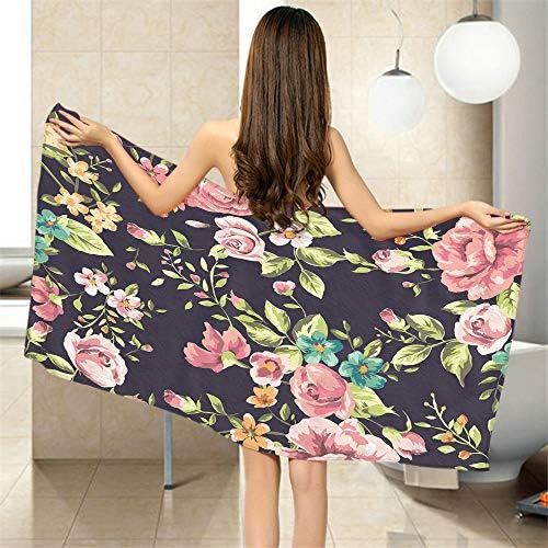 Comfy Bath Towels Soft Polyester with Lush Flowers Design