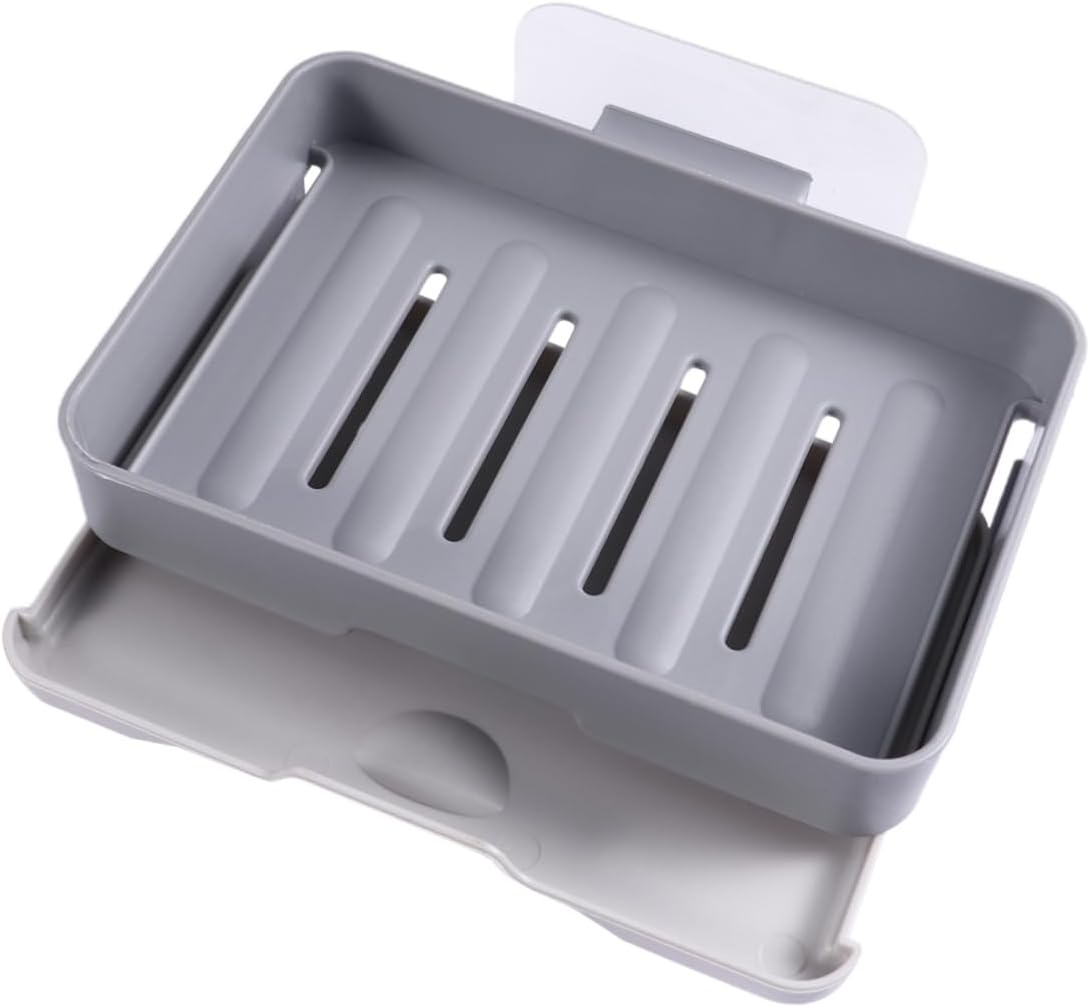 Beatifufu Wall-Mounted Soap Dish Draining Holder Sturdy Dark Grey