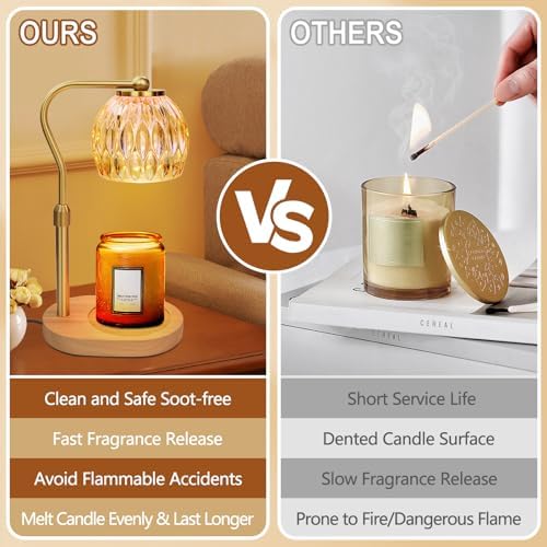 Elegant Adjustable Gold Candle Warmer Lamp with Timer Dimmer