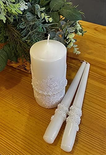 Magik Life Unity Candle Set - 6 Pillar 2 Taper Candles - White