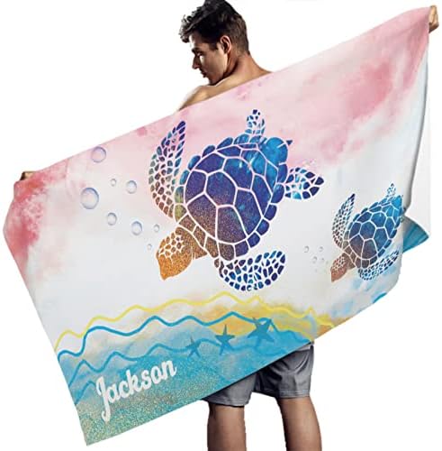 Personalized Sea Turtle Beach Towel with Name 1