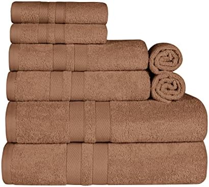 Superior Ultra-Soft 8-Piece Cotton Towel Set - Chocolate 1