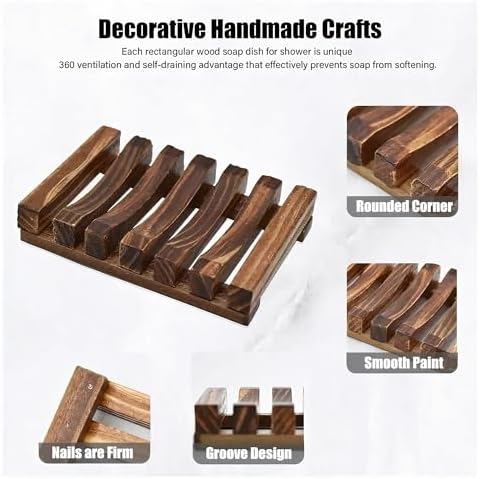 Herbvian 2 Pcs Wooden Soap Dish Holder