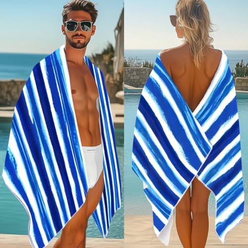 ORMAN Blue Stripes Beach Towel 55x28 Microfiber 1