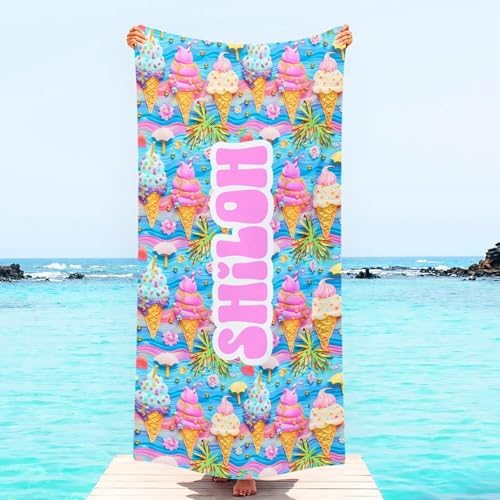 Custom Beach Towel with Ice Cream Pattern