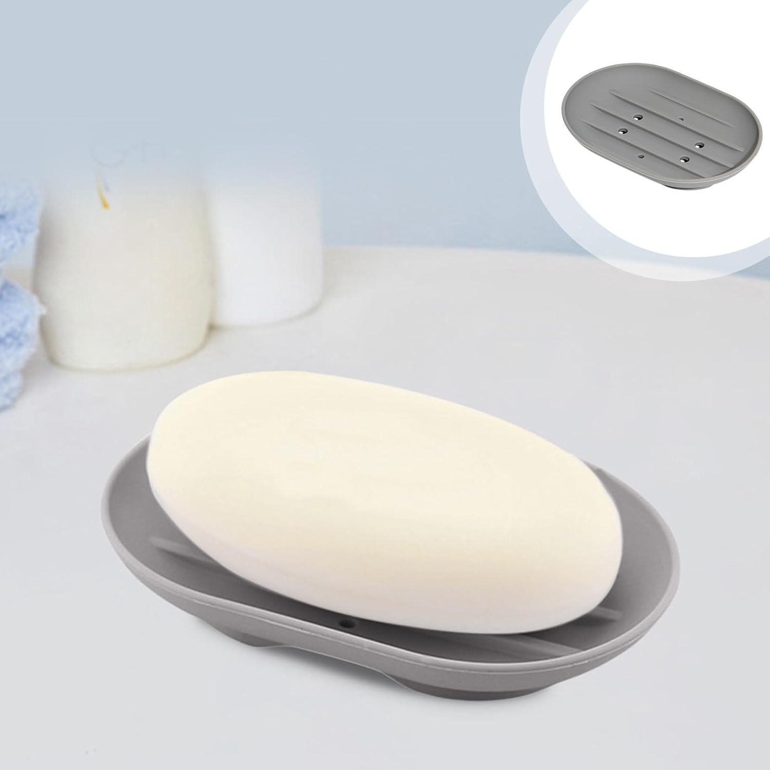 Self Draining Soap Dish for Bathroom Kitchen and Travel