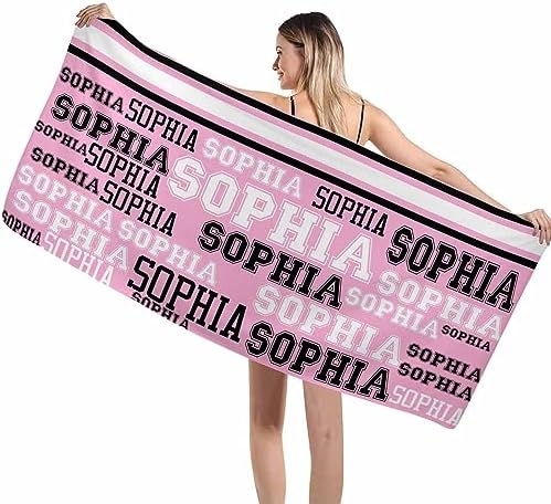 Personalized Light Green and Black Beach Towel with Initials