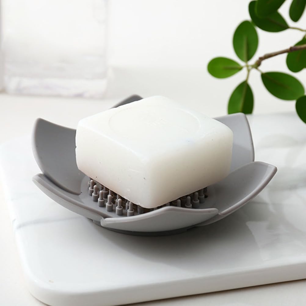 Cabilock Flower Shape Silicone Soap Dish Drain Tray Holder