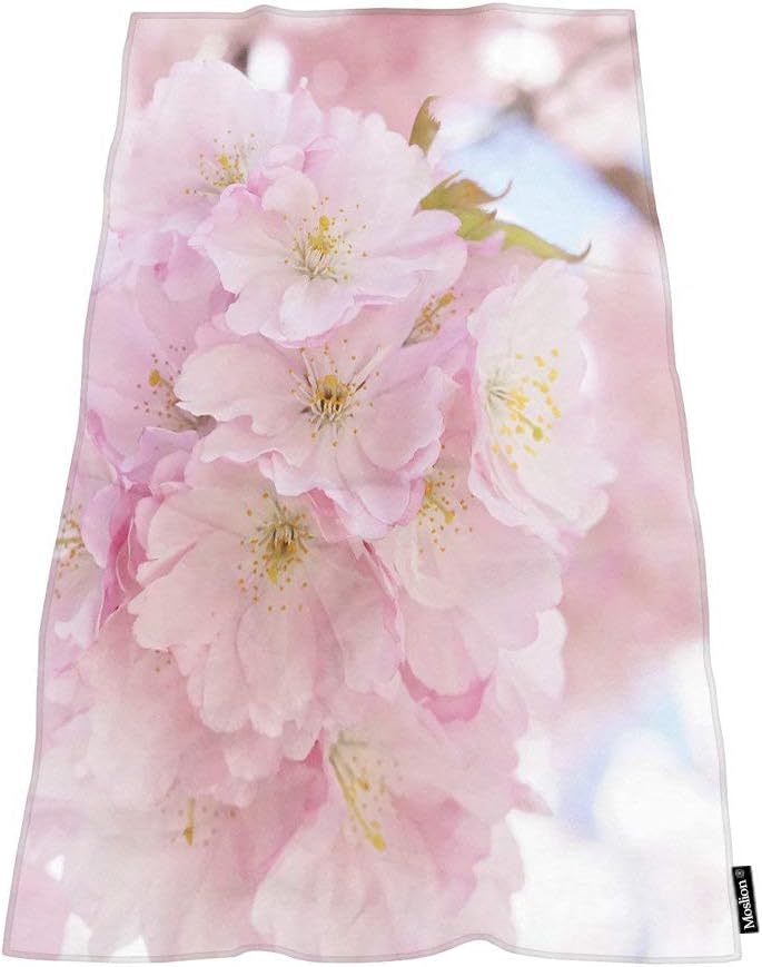 Moslion Comfy Bath Towel with Pink Flowers
