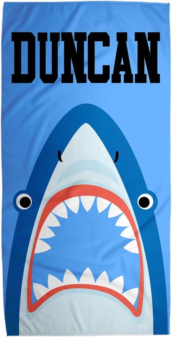 Personalized Shark Name Beach Towel for Kids