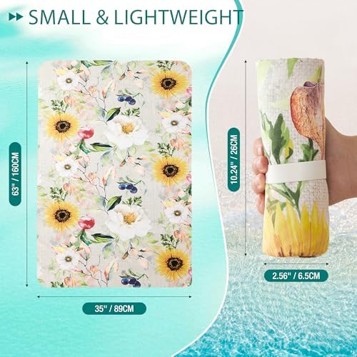 HYSEAS Ultra-Thin Sand-Free Beach Towel 63x35 Quick Dry for Adults