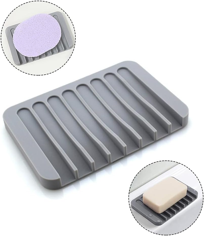 AKOAK Silicone Soap Dish Holder Self-Draining Gray