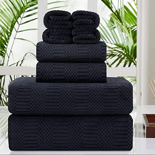 8 Piece Oversized Black Towel Set for Home Hotel Spa