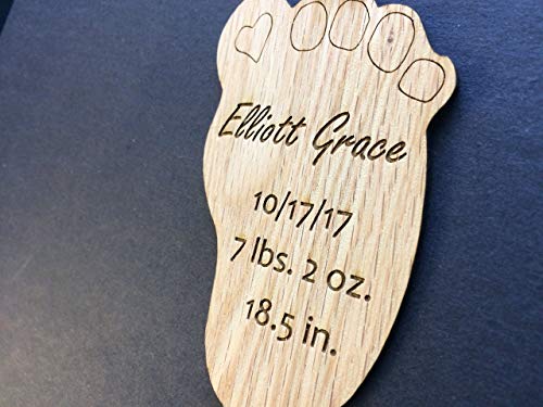 Personalized Baby Footprint Christmas Ornament Made of Oak Wood