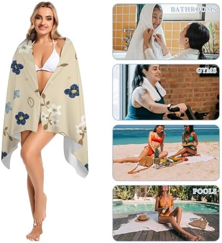 Fluffy Watercolor Spring Flowers Beach Towel 32x64 Inch