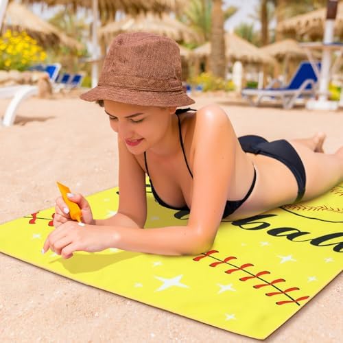 Moukeren 6 Pack Softball Beach Towels - Quick Drying Microfiber