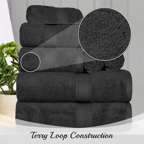 Superior Egyptian Cotton 10-Piece Towel Set - Black