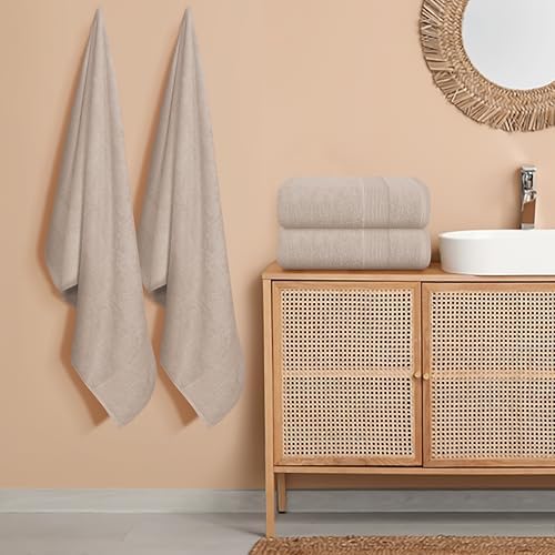 Belizzi Home 4 Pack Bath Towel Set 27x54 Tan