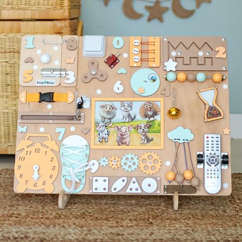 EasyBusy4kids Farm Animal Busy Board for Toddlers 1-4 Years 1