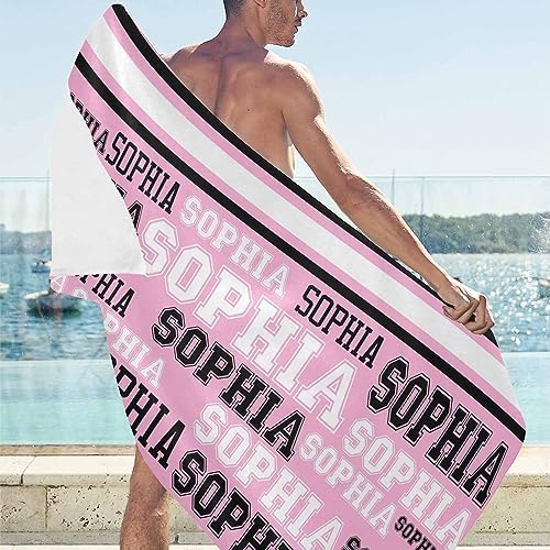 Personalized Light Green and Black Beach Towel with Initials
