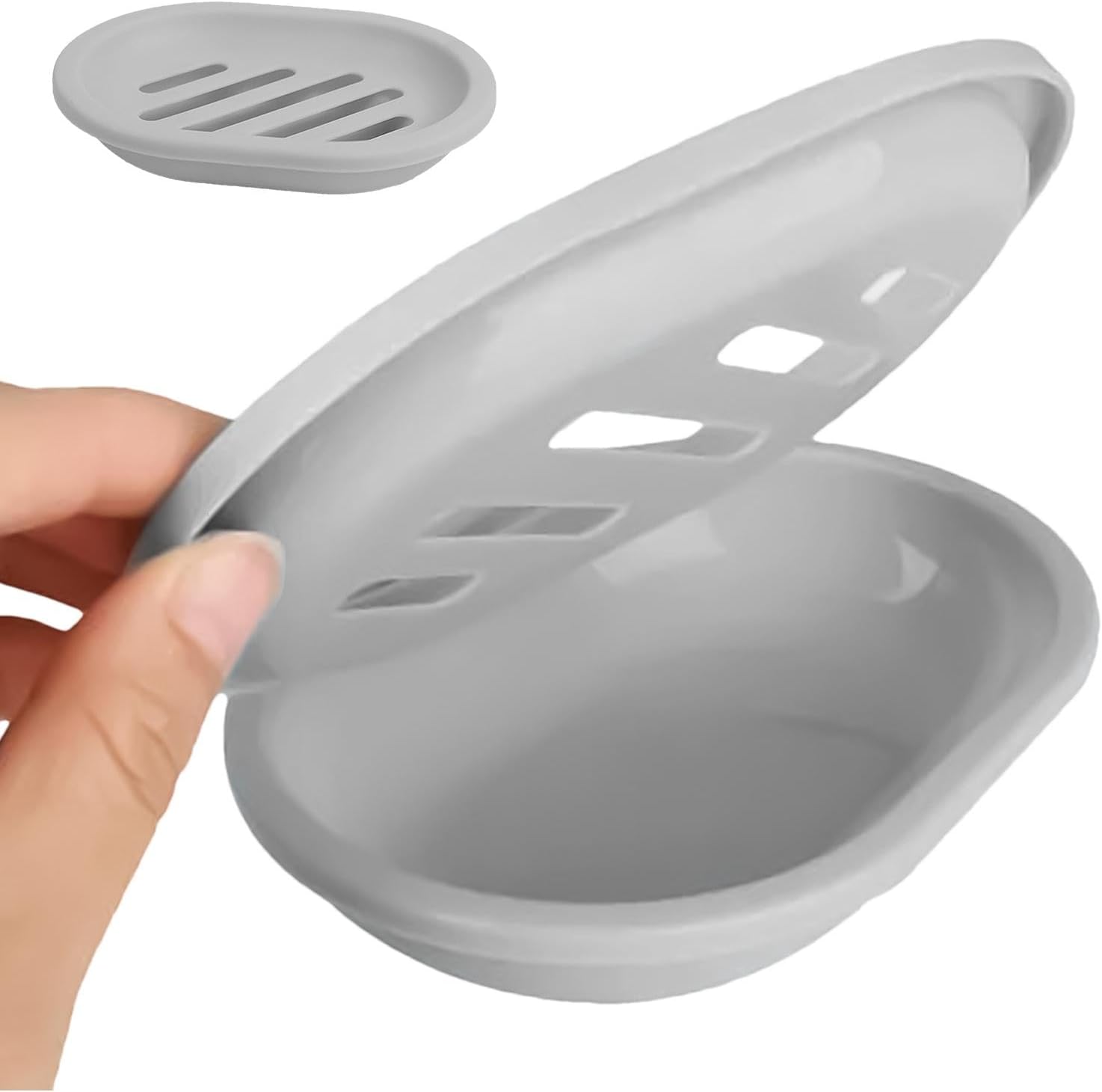 Draining Soap Dish - Double Layer with Drip Tray Gray