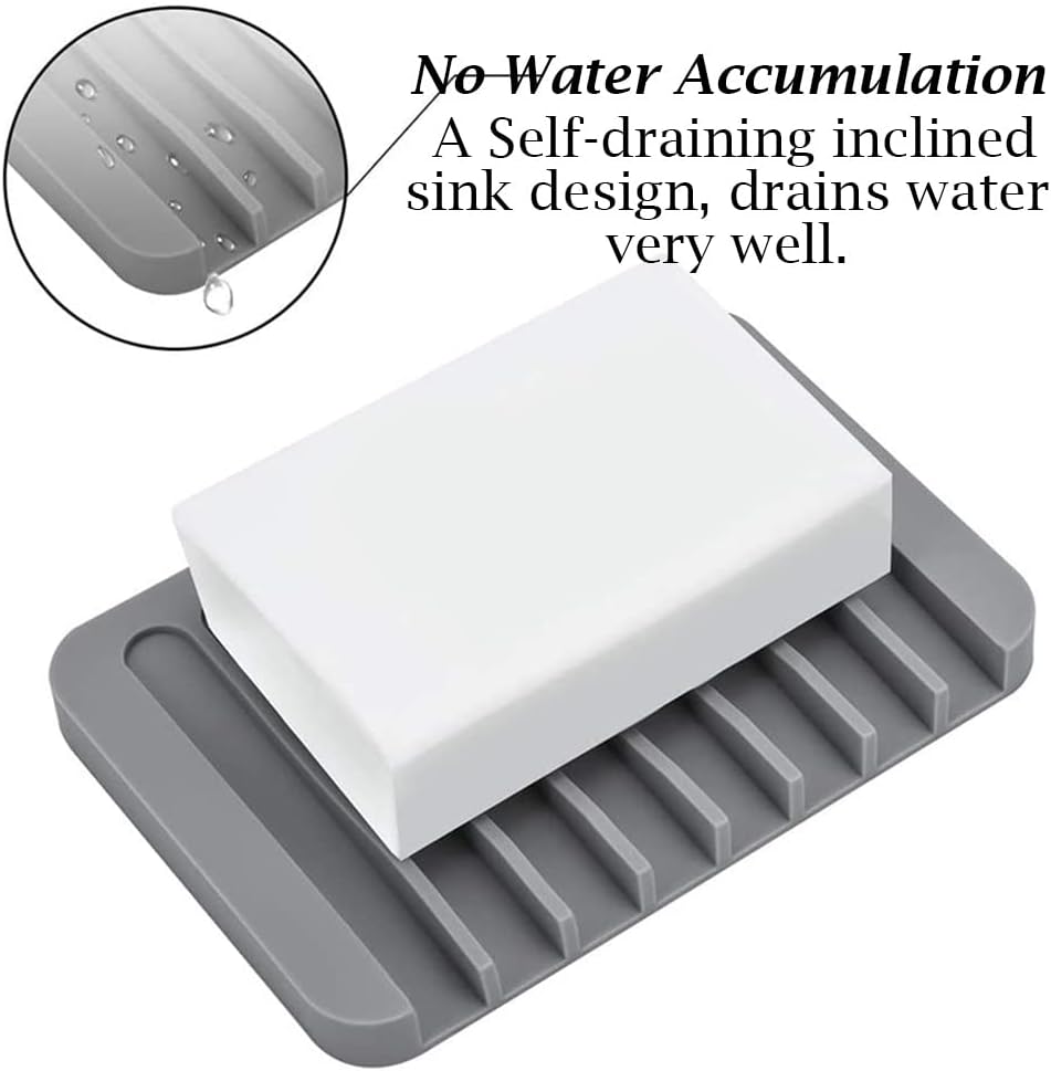 AKOAK Silicone Soap Dish Holder Self-Draining Gray