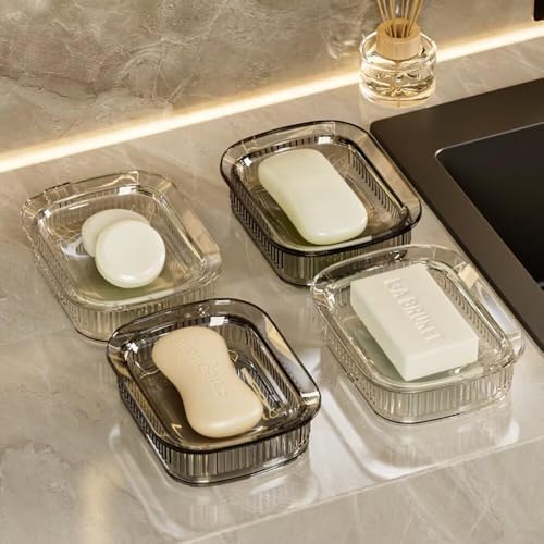FABEILAI Suction Soap Holder - Powerful Vacuum Gray