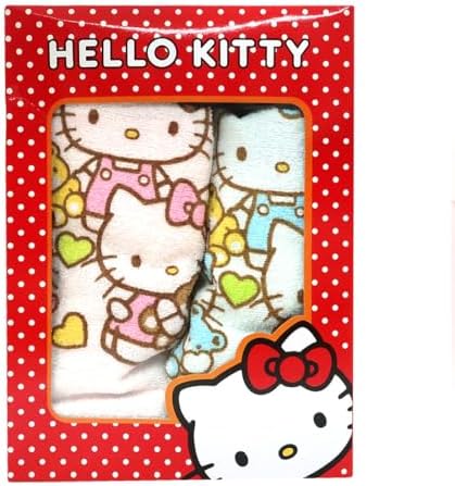 Kitty and Bear Face Towel Set - 2 Sets Pink Blue for Kids