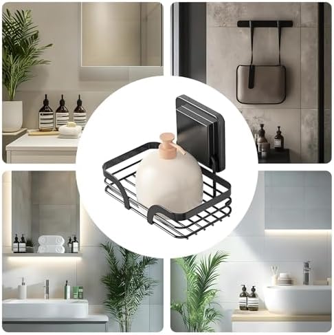 Suction Soap Holder with Hooks - No Drill Wall Mount