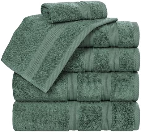 Superior 6-Piece Cotton Towel Set Forest Green 1