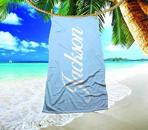 Personalized Microfiber Beach Towel with Name - Turquoise 31x51 Inches