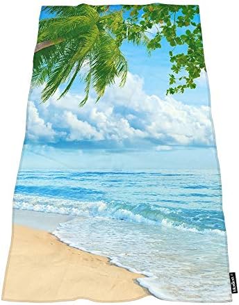 Moslion Soft Bath Towel with Vibrant Blue Sea Design