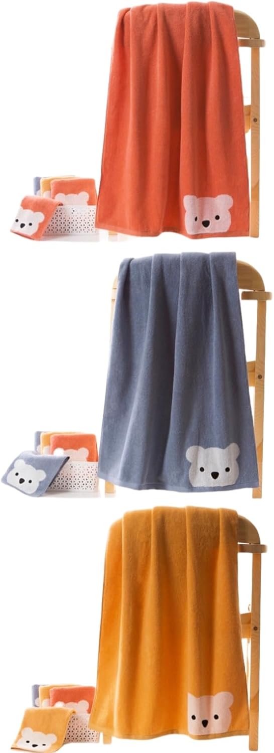 3 Piece Kids Bath Towel Set with Naughty Bear Design