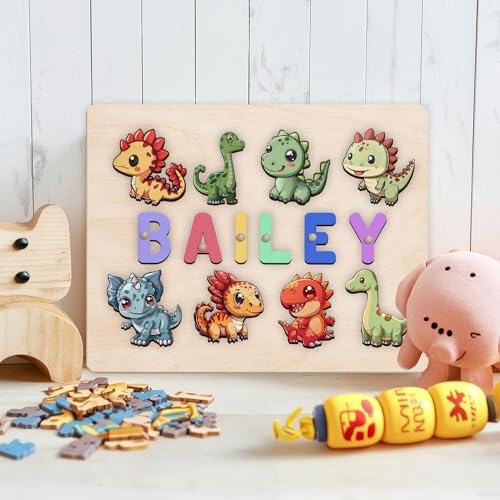 Personalized Wooden Dinosaur Puzzle Montessori Toy 1