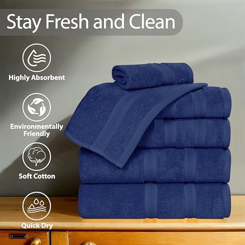 Superior 9-Piece Cotton Towel Set Navy Blue 1