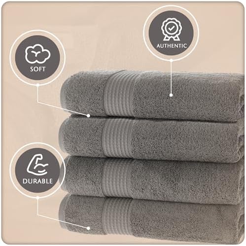 MAURA Basics Turkish Cotton Bath Towel Set 27x54 Space Gray