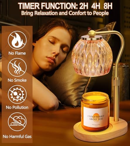 Elegant Adjustable Gold Candle Warmer Lamp with Timer Dimmer
