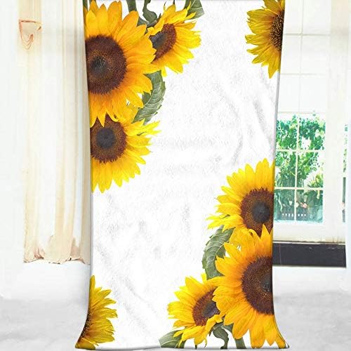 Moslion Soft Bath Towel with Sunflowers Design