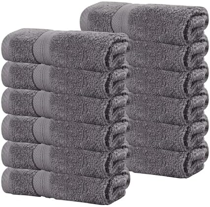 Superior 12-Piece Cotton Face Towel Set Grey