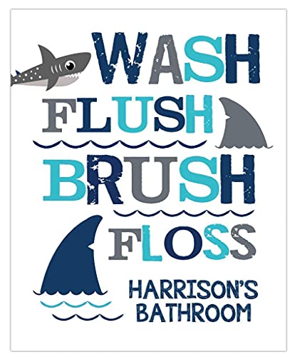 Shark Bathroom Art Print Boys Room Decor