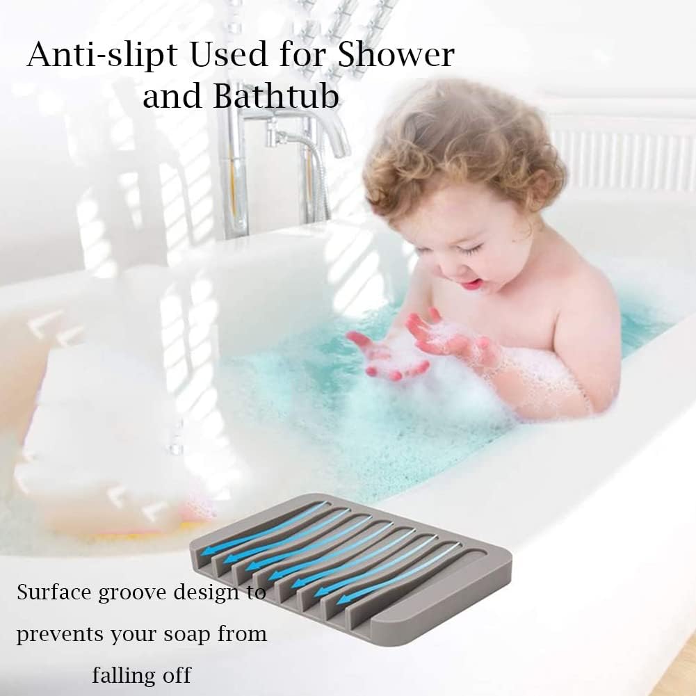 AKOAK Silicone Soap Dish Holder Self-Draining Gray